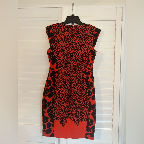 French Connection Red & Black Leopard Print Dress - Size 8 - Picture 3 of 6